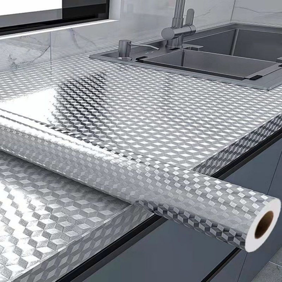 Aluminum Foil Heavy Duty - สติกเกอร์ติดเตาในครัวอลูมิเนียมฟอยล์, ป้องกันน้ำมัน, กันน้ำ, กันไฟ, ทนความร้อน, ป้องกันผนังเคาน์เตอร์