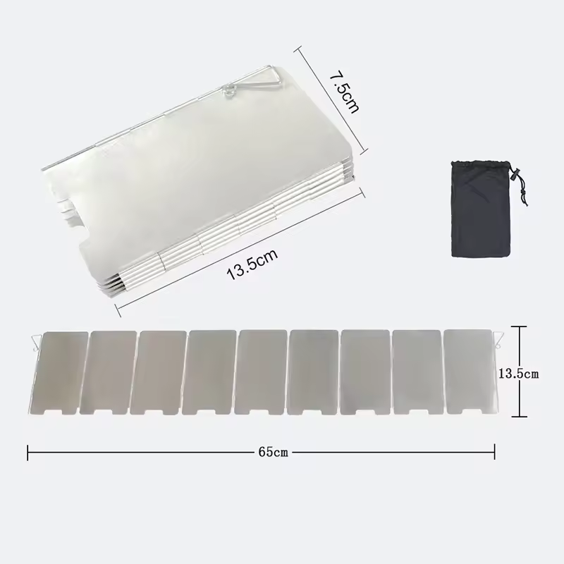 Camping Cooking Drawer - แผ่นกันลมเตาแก๊สพับได้ 9 แผ่น สำหรับตั้งแคมป์ อุปกรณ์เสริมสำหรับเตาแก๊ส
