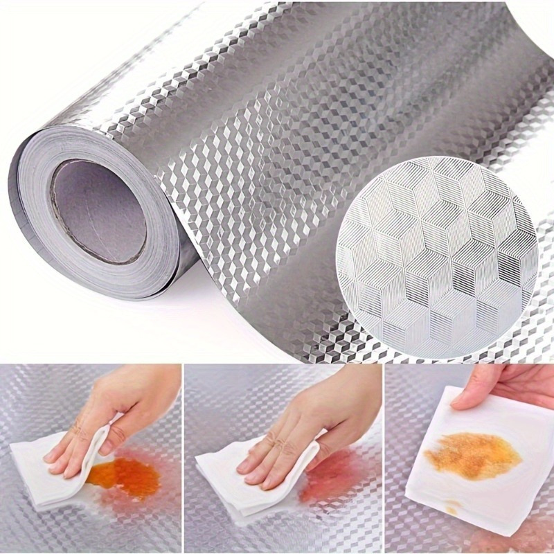 Aluminum Foil Heavy Duty - YITAPE สติกเกอร์ฟอยล์อลูมิเนียมสำหรับห้องครัว แบบติดเอง กันน้ำมัน กันน้ำ ใช้สำหรับเคาน์เตอร์