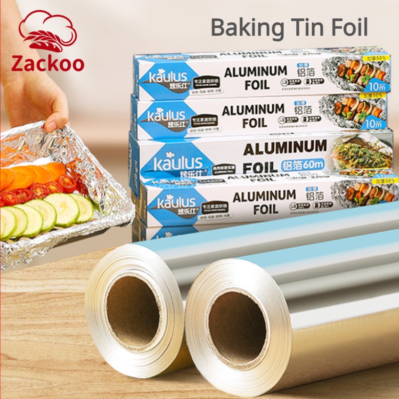Aluminum Foil Heavy Duty - Zackoo 10/20/40M อลูมิเนียมฟอยล์สําหรับห่อเบเกอรี่ทิ้ง Airfryer เตาอบบาร์บีคิวดีบุกฟอยล์เกรดอาหารกระดาษน้ํามันครัว Catering