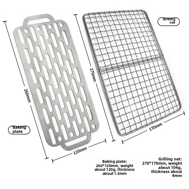 Camping Cooking Mesh - ตาข่ายย่างไทเทเนียมบริสุทธิ์สําหรับปิกนิกบาร์บีคิวกลางแจ้งตารางทําอาหารสแตนเลสแบบใช้ซ้ําได้สําหรับเนื้อปลาน้ําหนักเบาตั้งแคมป์