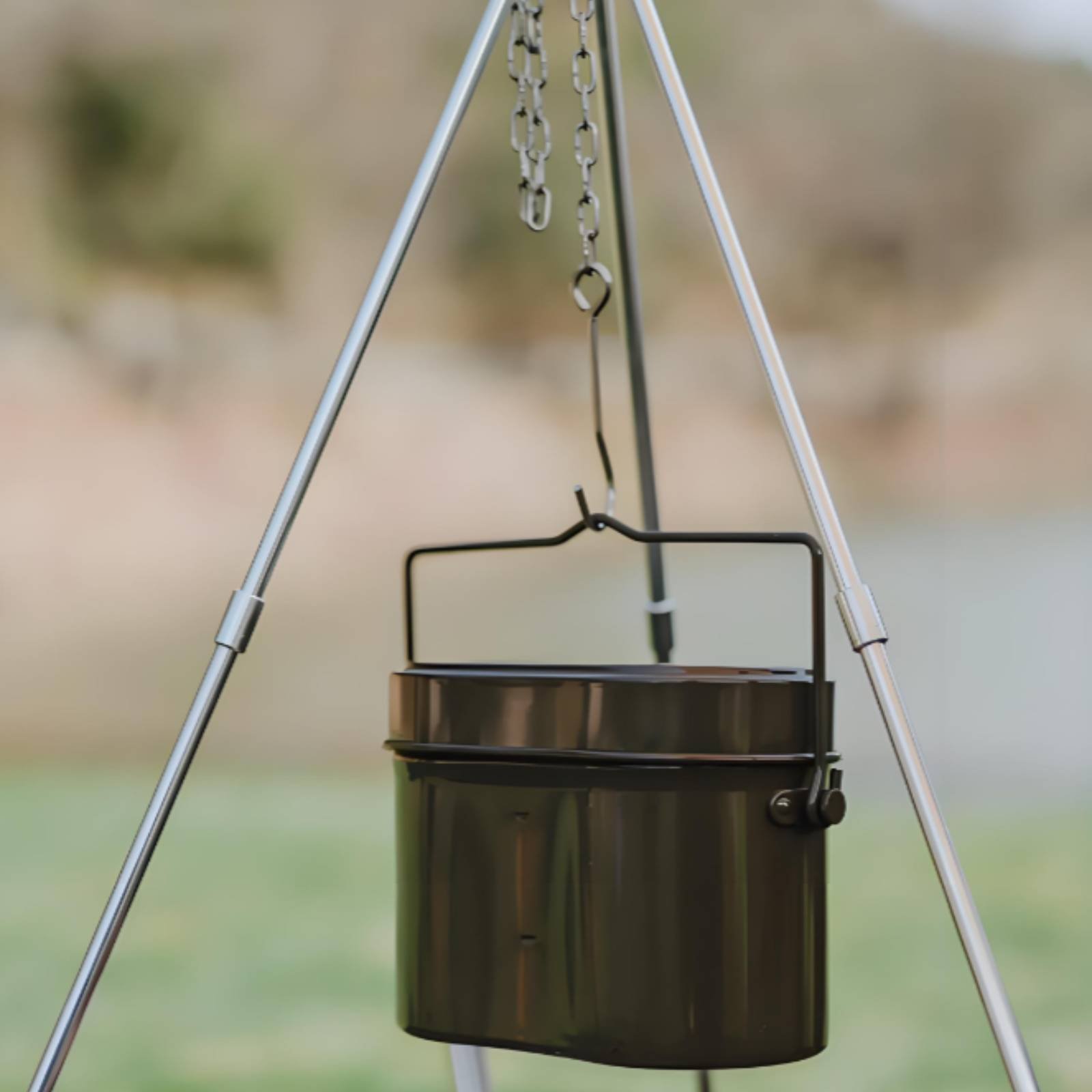 Camping Cooking Mess Kit - ชุดเครื่องครัวแคมป์ปิ้งอเนกประสงค์ 3 ชิ้น ดีไซน์เยอรมัน กล่องอาหารกลางวันอะลูมิเนียมทนความร้อนสูง ใช้กับเตาได้