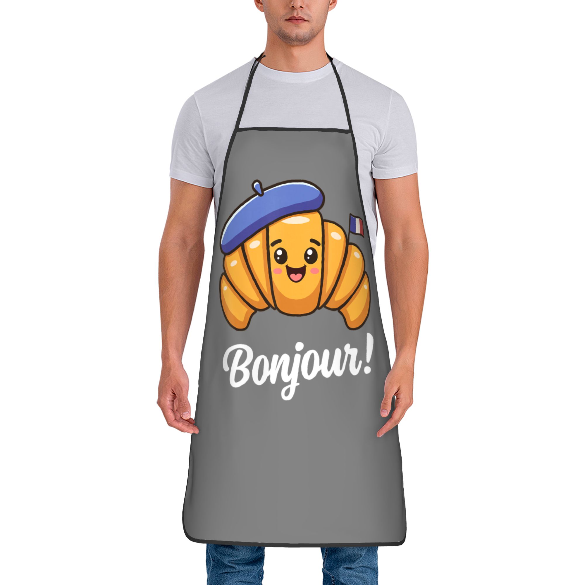 Camping Cooking Quotes - ผ้ากันเปื้อนครัวแบบกันน้ำมัน ลายครัวซองต์ คำคมภาษาฝรั่งเศส ฝรั่งเศส ผ้าโพลีเอสเตอร์บาง สำหรับทำขนม