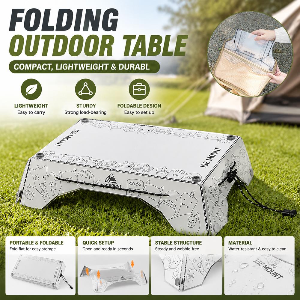 Camping Cooking Table With Storage - โต๊ะพับได้อเนกประสงค์แบบพกพา PP น้ำหนักเบา โต๊ะปิกนิก โต๊ะเดินทาง โต๊ะรถบ้าน