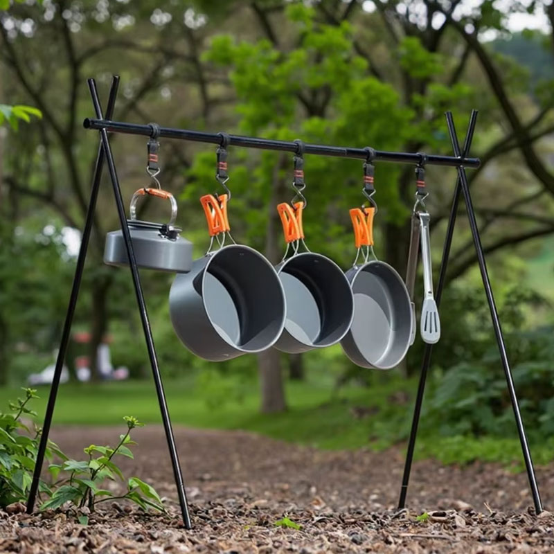 Camping Cooking Mess Kit - ชุดหม้ออลูมิเนียมสำหรับตั้งแคมป์ ใช้แก๊ส น้ำหนักเบา ไม่ติดกระทะ พกพาสะดวก สำหรับทำอาหารกลางแจ้ง
