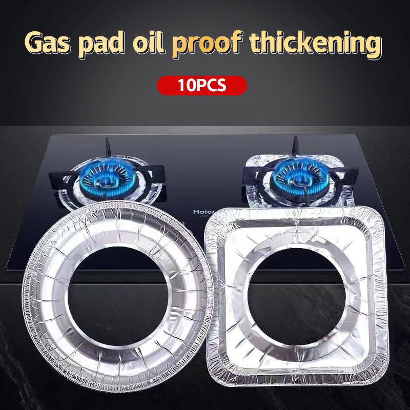 Aluminum Foil Heavy Duty - ที่คลุมฟอยล์อลูมิเนียมหนา10ชิ้น/เซ็ตแผ่นป้องกันน้ำมัน kompor Gas แผ่นรองกันรอยแผ่นทำความสะอาดครัว