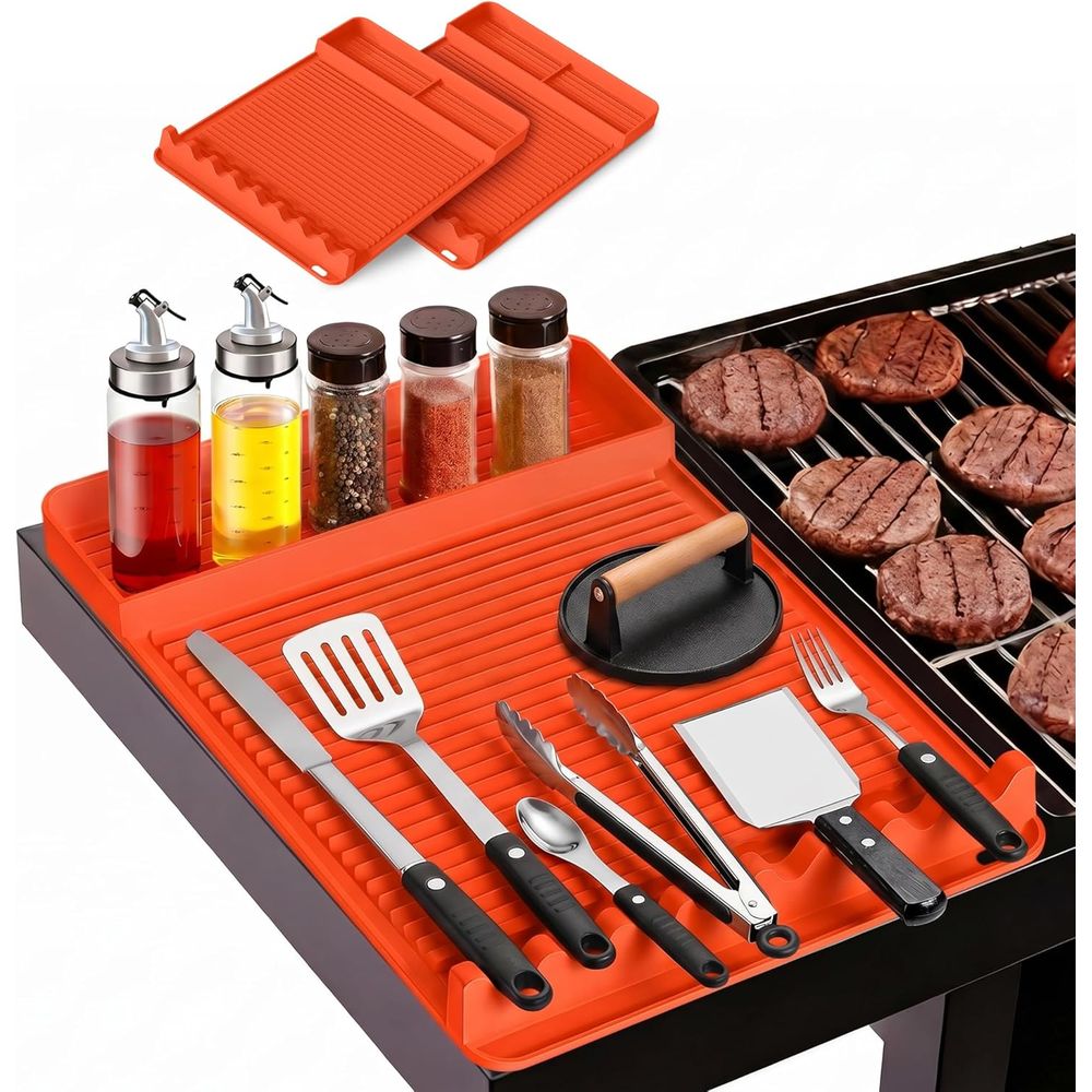 Camping Cooking Grill - แผ่นรองย่างซิลิโคนทนความร้อน - 16x11.5 นิ้ว แผ่นรองกันลื่นสำหรับบาร์บีคิว อุปกรณ์ทำอาหารกลางแจ้ง