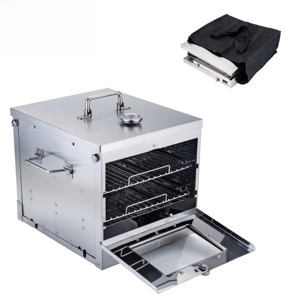 Cooking Outdoor Camping - เตาแก๊สพกพาสำหรับตั้งแคมป์กลางแจ้ง สเตนเลสสตีล พร้อมเตาอบแบบพับได้ รุ่น B72
