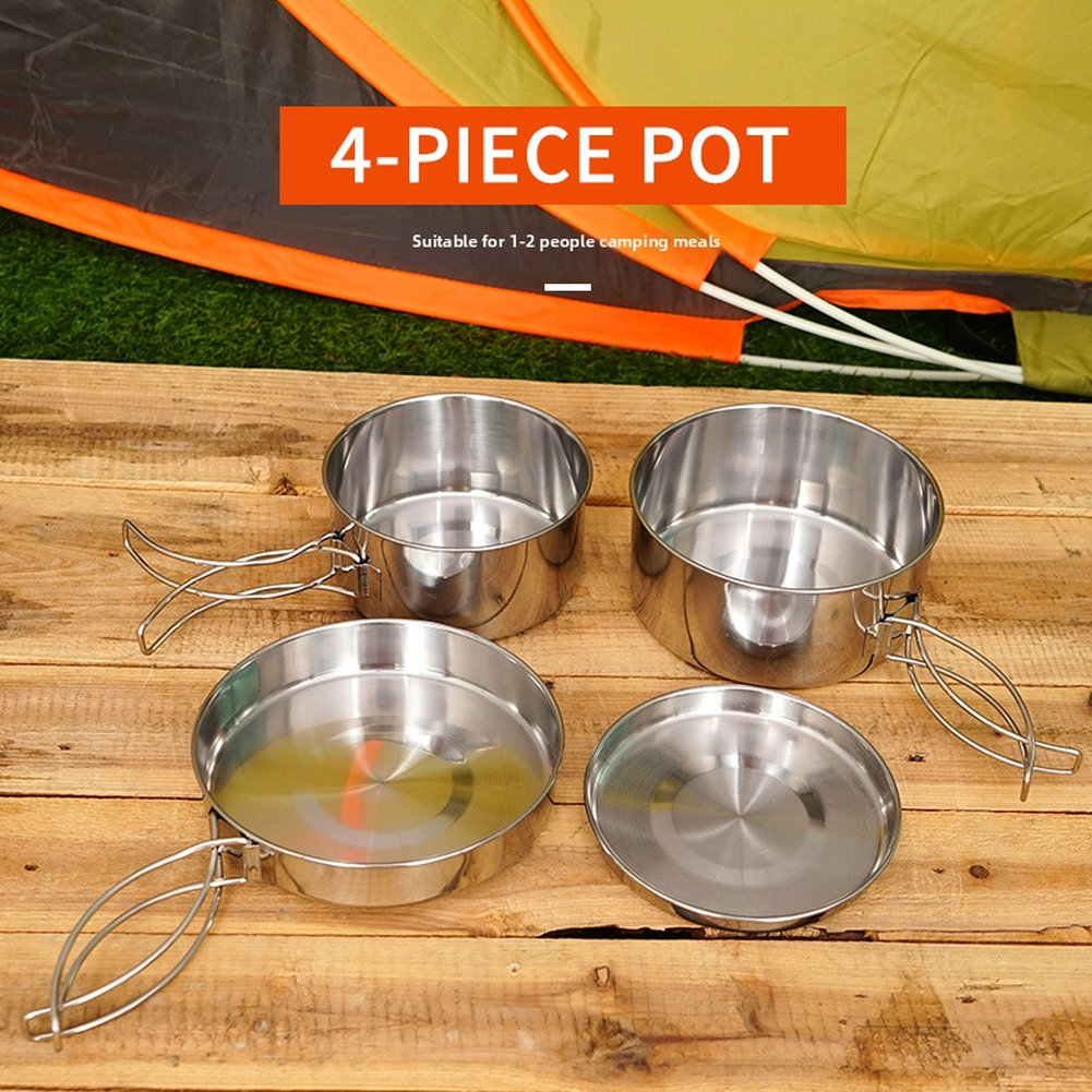 ชุดทำอาหารกลางแจ้งสแตนเลส 4 ชิ - Nesting Camping Cooking Set บทวิจารณ์และราคา