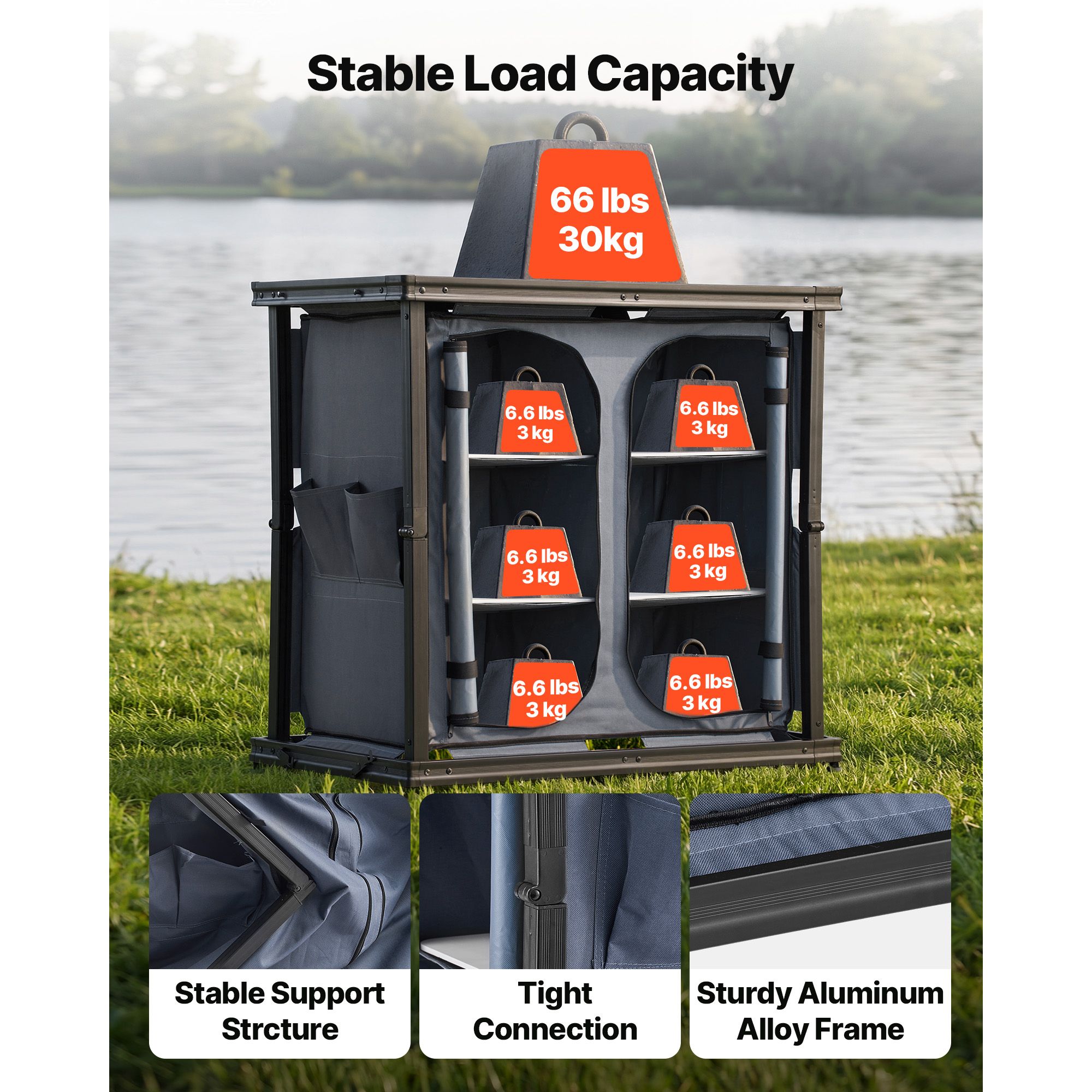 ตู้เก็บของพับได้สำหรับตั้งแคมป - Camping Cooking Table With Storage บทวิจารณ์และราคา