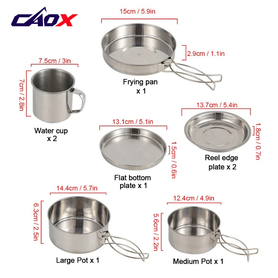 ชุดเครื่องครัวแคมป์ปิ้ง CAOX 8 - Camping Cooking Mess Kit บทวิจารณ์และราคา