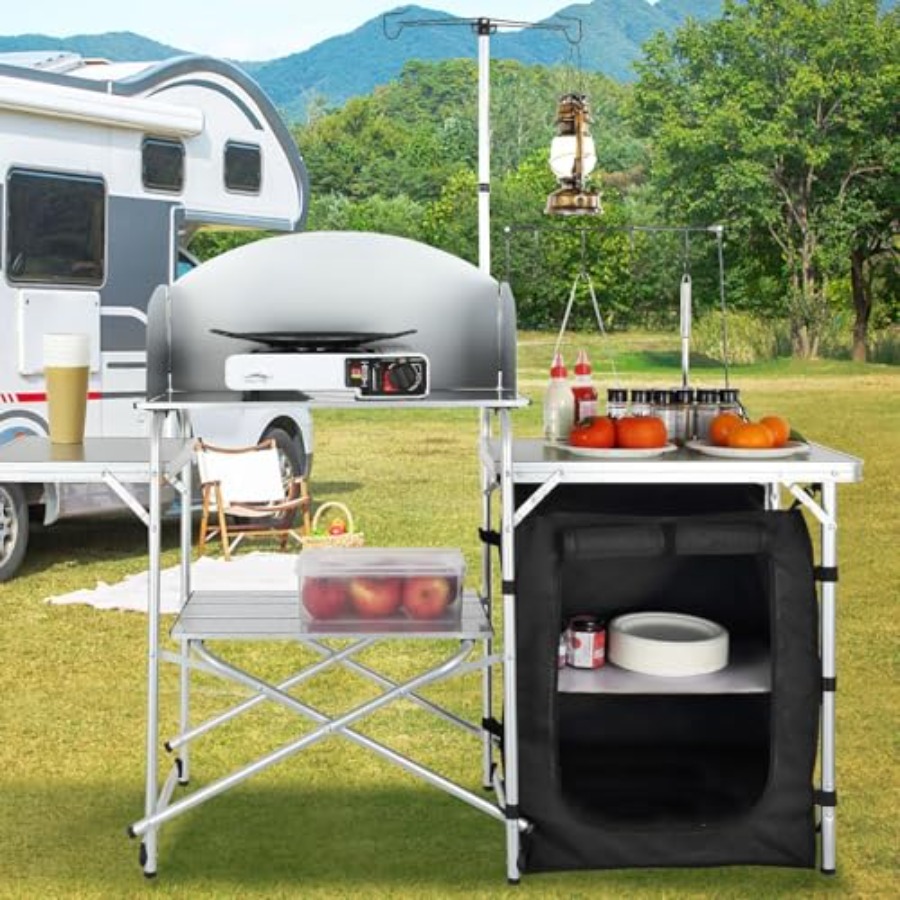 โต๊ะครัวแคมป์ปิ้งแบบพับได้ พร้ - Camping Cooking Table With Storage บทวิจารณ์และราคา