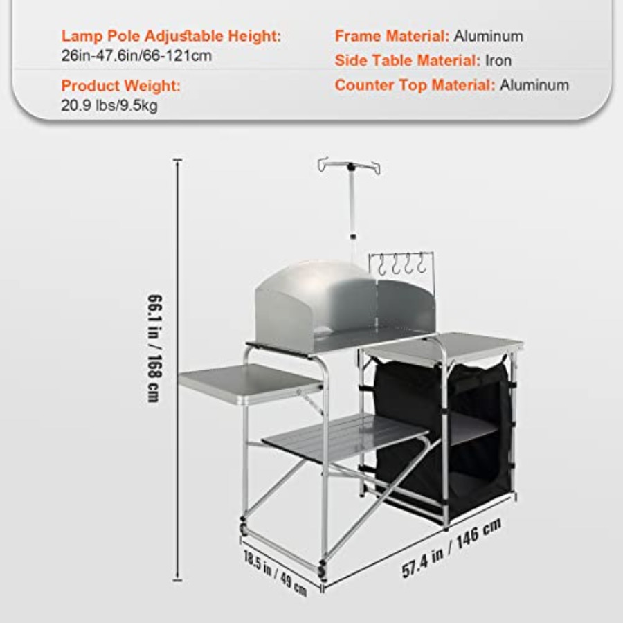 โต๊ะครัวแคมป์ปิ้งแบบพับได้ พร้ - Camping Cooking Table With Storage บทวิจารณ์และราคา