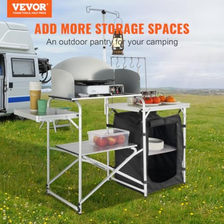 โต๊ะครัวแคมป์ปิ้งแบบพับได้ พร้ - Camping Cooking Table With Storage บทวิจารณ์และราคา