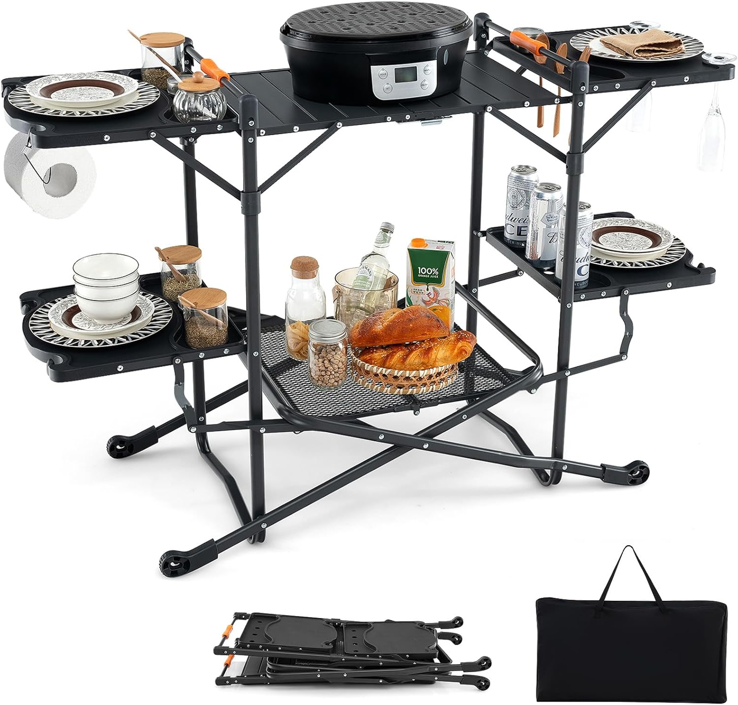 โต๊ะทำอาหารแบบพกพาสำหรับแคมป์ป - Camping Cooking Table With Storage บทวิจารณ์และราคา