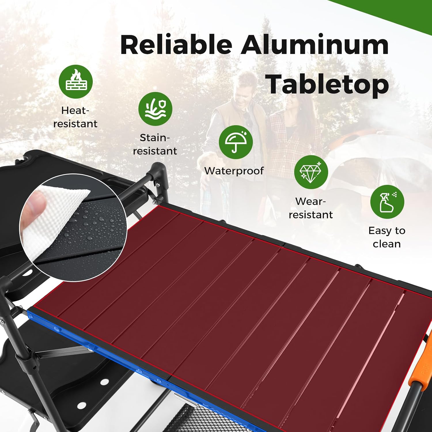 โต๊ะทำอาหารแบบพกพาสำหรับแคมป์ป - Camping Cooking Table With Storage บทวิจารณ์และราคา