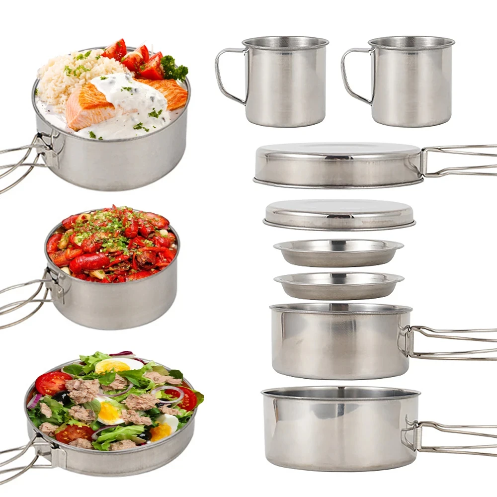ชุดเครื่องครัวแคมป์ปิ้ง 8 ชิ้น - Camping Cooking Mess Kit บทวิจารณ์และราคา