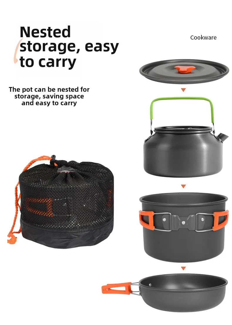 ชุดเครื่องครัวสำหรับทำอาหารกลา - Nesting Camping Cooking Set บทวิจารณ์และราคา