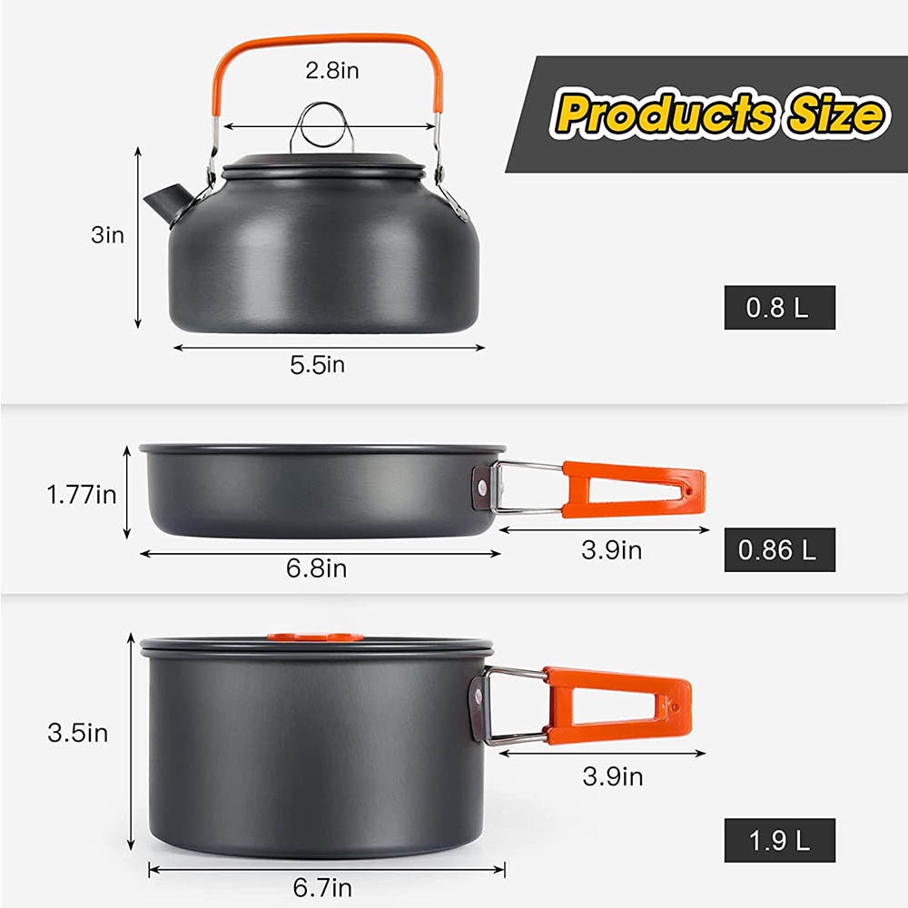 ชุดอุปกรณ์ทำอาหารสำหรับตั้งแคม - Nesting Camping Cooking Set บทวิจารณ์และราคา