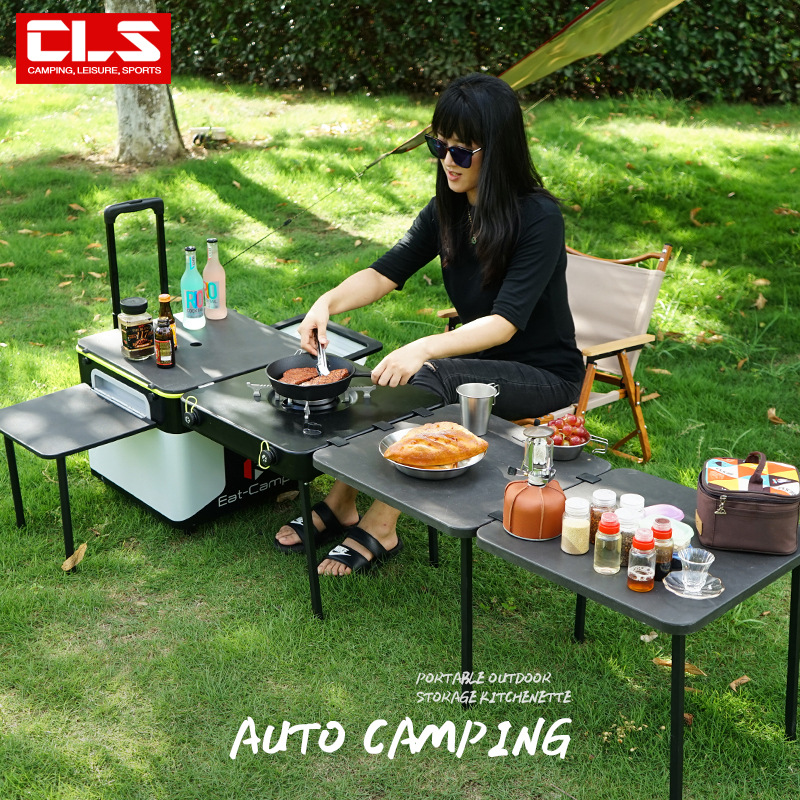 โต๊ะครัวพกพาสำหรับตั้งแคมป์แบบ - Camping Cooking Table With Storage บทวิจารณ์และราคา