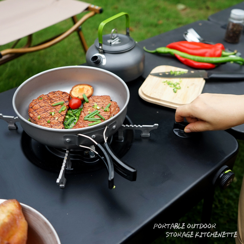 โต๊ะครัวพกพาสำหรับตั้งแคมป์แบบ - Camping Cooking Table With Storage บทวิจารณ์และราคา