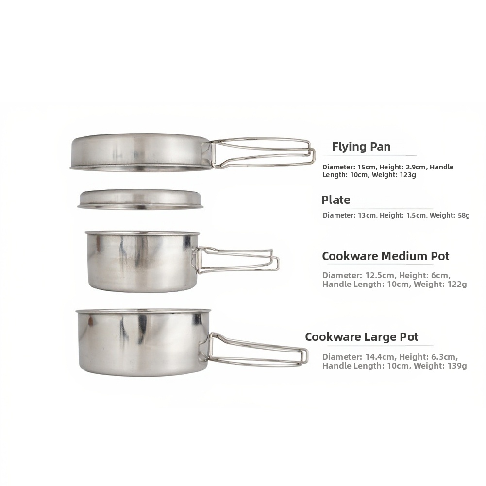 ชุดอุปกรณ์ทำอาหารกลางแจ้ง 4 ชิ - Nesting Camping Cooking Set บทวิจารณ์และราคา