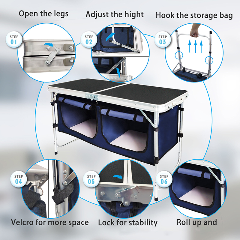 โต๊ะอลูมิเนียมพับได้น้ำหนักเบา - Camping Cooking Table With Storage บทวิจารณ์และราคา