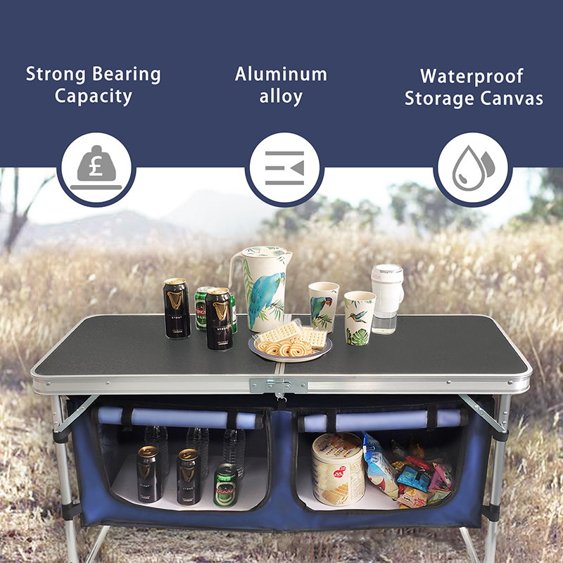 โต๊ะอลูมิเนียมพับได้น้ำหนักเบา - Camping Cooking Table With Storage บทวิจารณ์และราคา