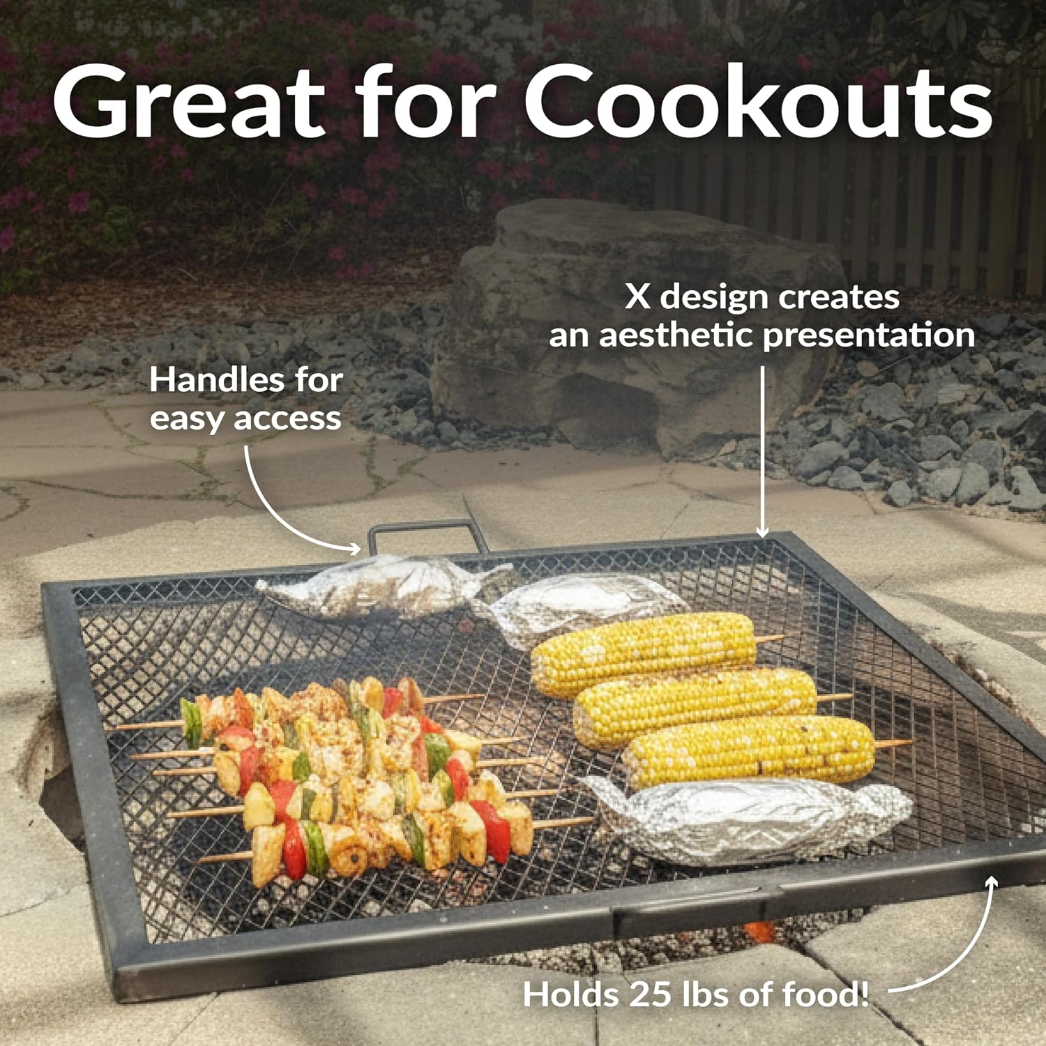 ตะแกรงย่างเหล็กสำหรับเตาไฟกลาง - Camping Cooking Grill บทวิจารณ์และราคา