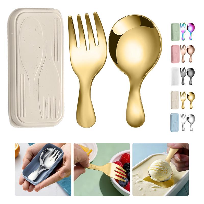 ชุดช้อนส้อมสแตนเลส 2 ชิ้น แบบพ - Cooking Outdoor Camping บทวิจารณ์และราคา