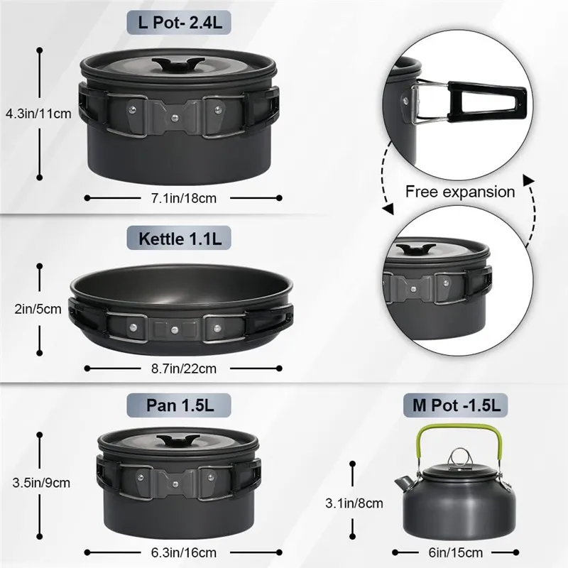 ชุดเครื่องครัวพกพาสำหรับตั้งแค - Nesting Camping Cooking Set บทวิจารณ์และราคา
