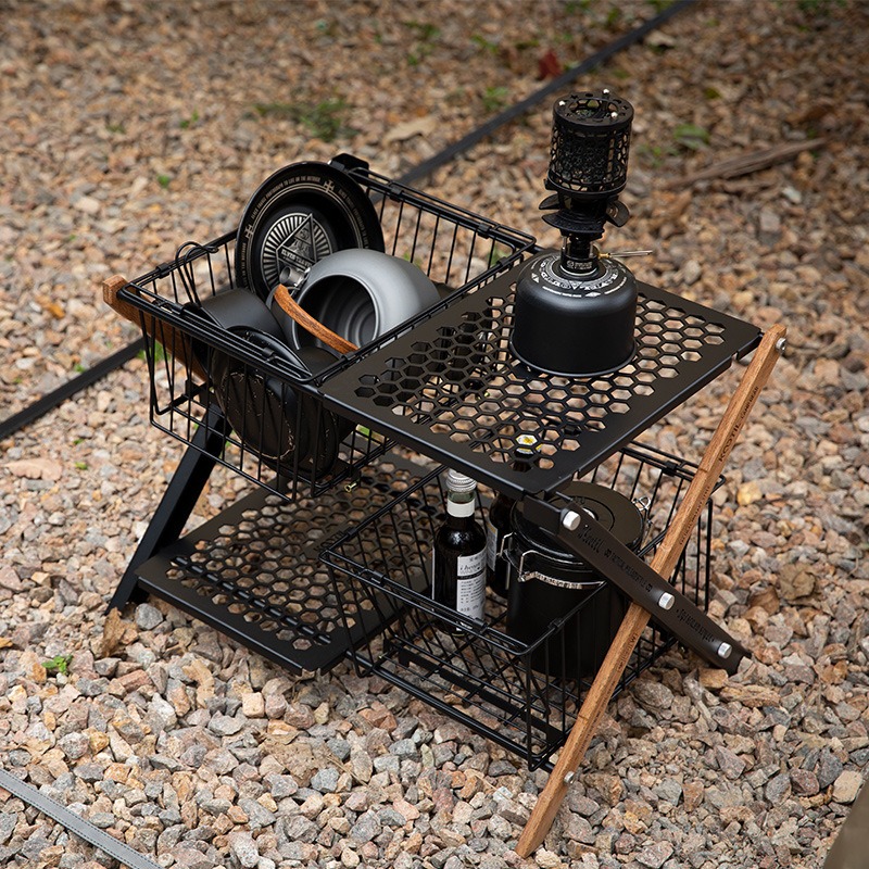 โต๊ะพับแบบพกพาสำหรับตั้งแคมป์  - Camping Cooking Table With Storage บทวิจารณ์และราคา