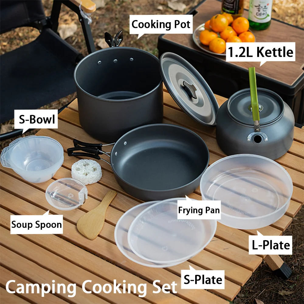 ชุดอุปกรณ์ทำอาหารสำหรับแคมป์ปิ - Nesting Camping Cooking Set บทวิจารณ์และราคา
