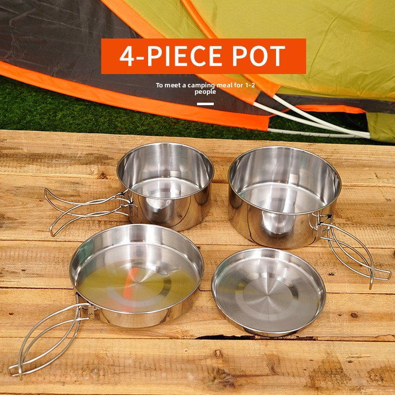 ชุดเครื่องครัวแคมป์ปิ้งสแตนเลส - Nesting Camping Cooking Set บทวิจารณ์และราคา
