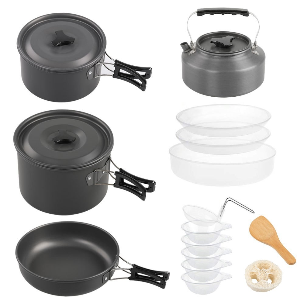 ชุดทำอาหารกลางแจ้งขนาดใหญ่, ชุ - Nesting Camping Cooking Set บทวิจารณ์และราคา
