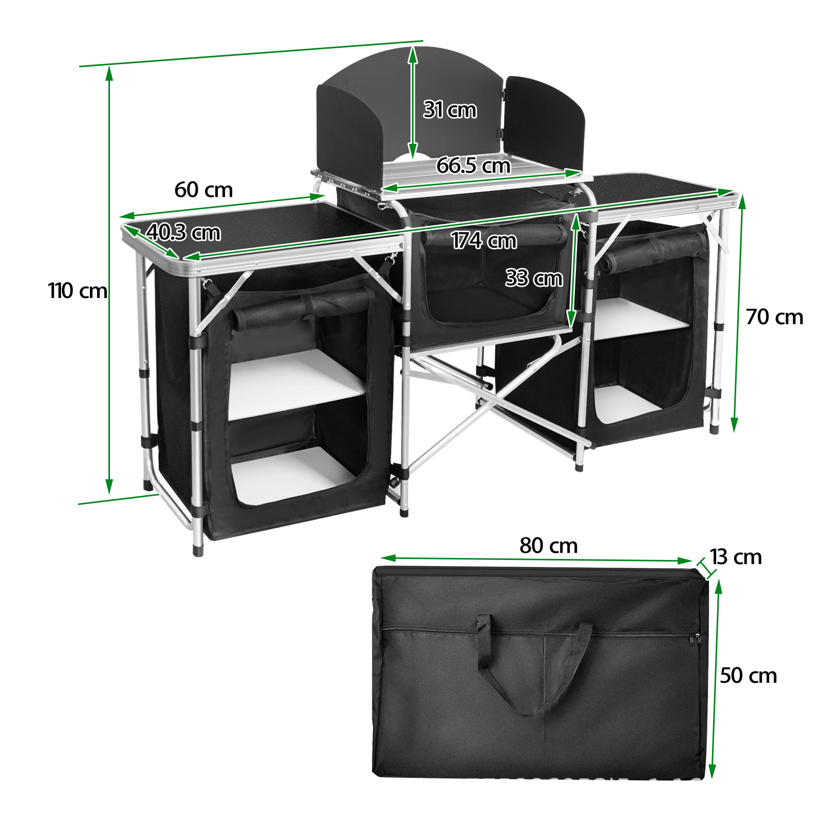 โต๊ะครัวพับได้สำหรับตั้งแคมป์ก - Camping Cooking Table With Storage บทวิจารณ์และราคา