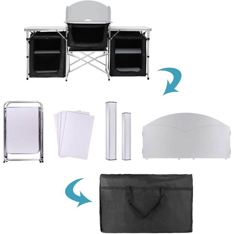 โต๊ะครัวพับได้สำหรับตั้งแคมป์ก - Camping Cooking Table With Storage บทวิจารณ์และราคา