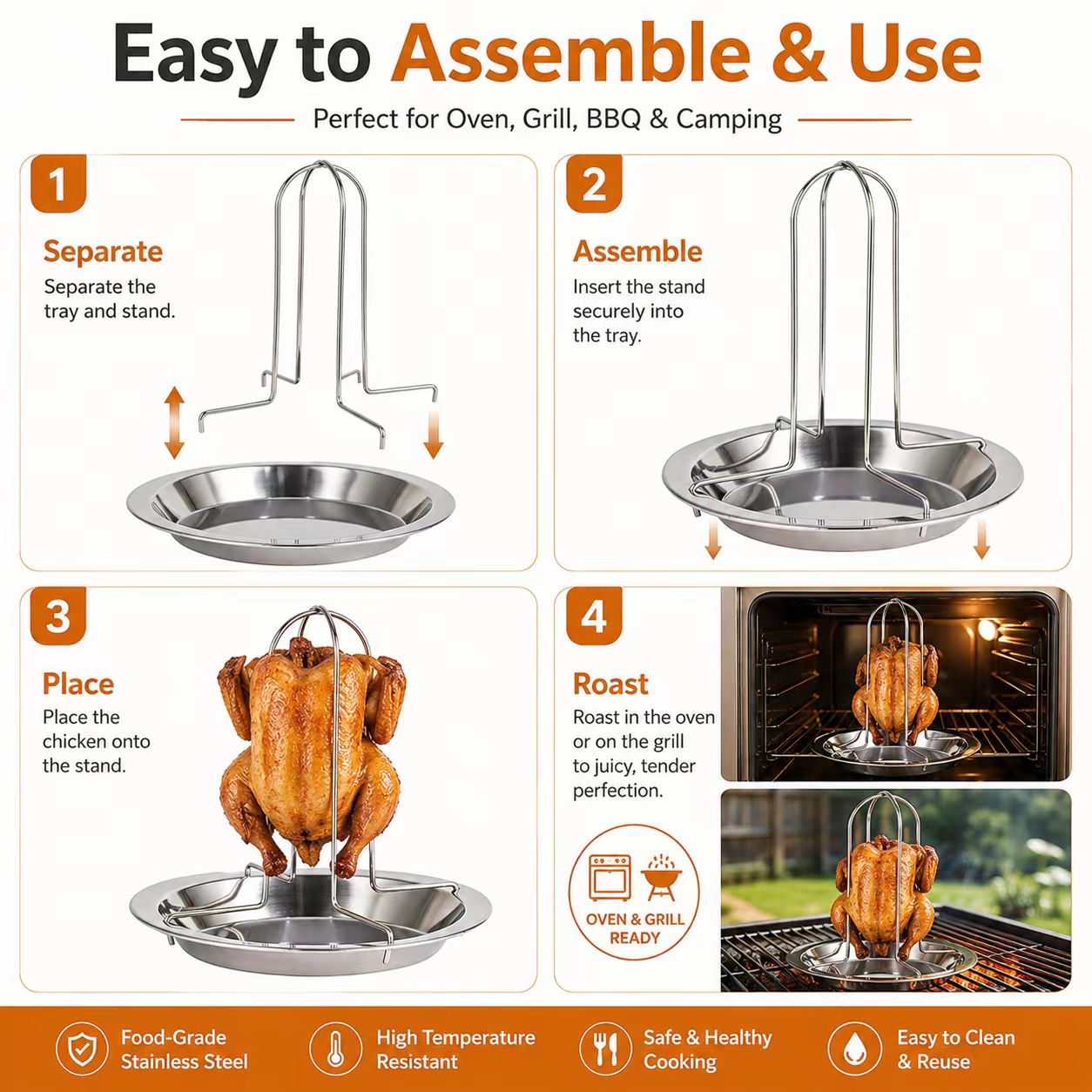 ขาตั้งย่างไก่แบบพกพาสำหรับบาร์ - Camping Cooking Grill บทวิจารณ์และราคา