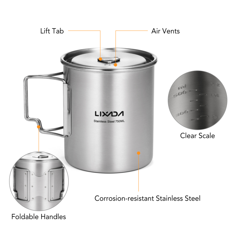 Lixada ถ้วยกระบอกใส่น้ำสแตนเลส - Camping Cooking Mesh บทวิจารณ์และราคา