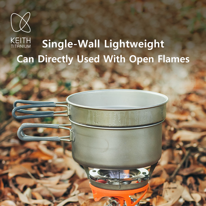 ชุดหม้อไทเทเนียม Keith ชามกลาง - Nesting Camping Cooking Set บทวิจารณ์และราคา