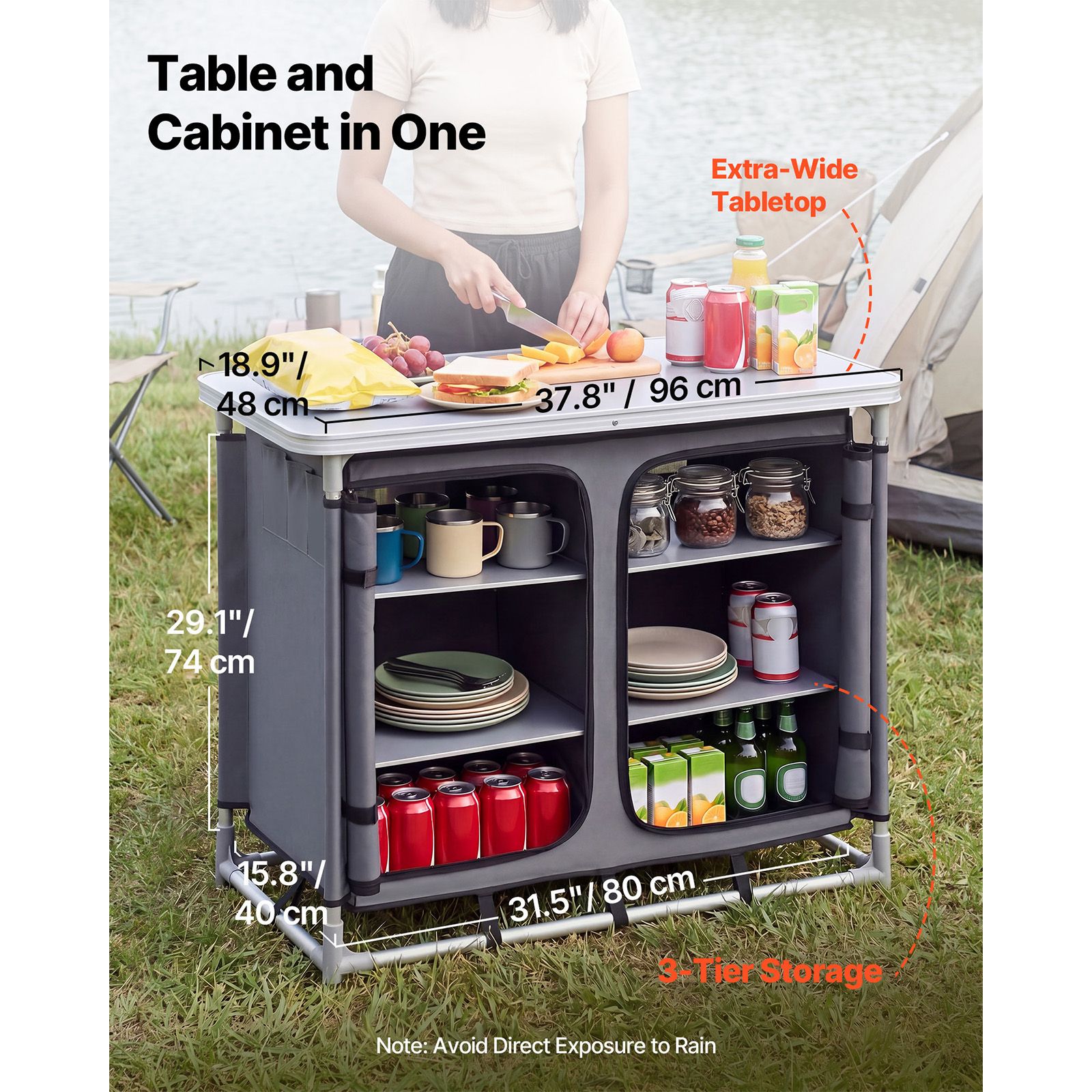 ตู้เก็บของสำหรับตั้งแคมป์, โต๊ - Camping Cooking Table With Storage บทวิจารณ์และราคา