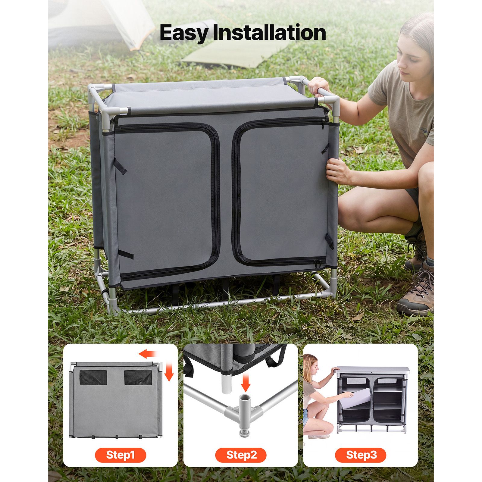 ตู้เก็บของสำหรับตั้งแคมป์, โต๊ - Camping Cooking Table With Storage บทวิจารณ์และราคา