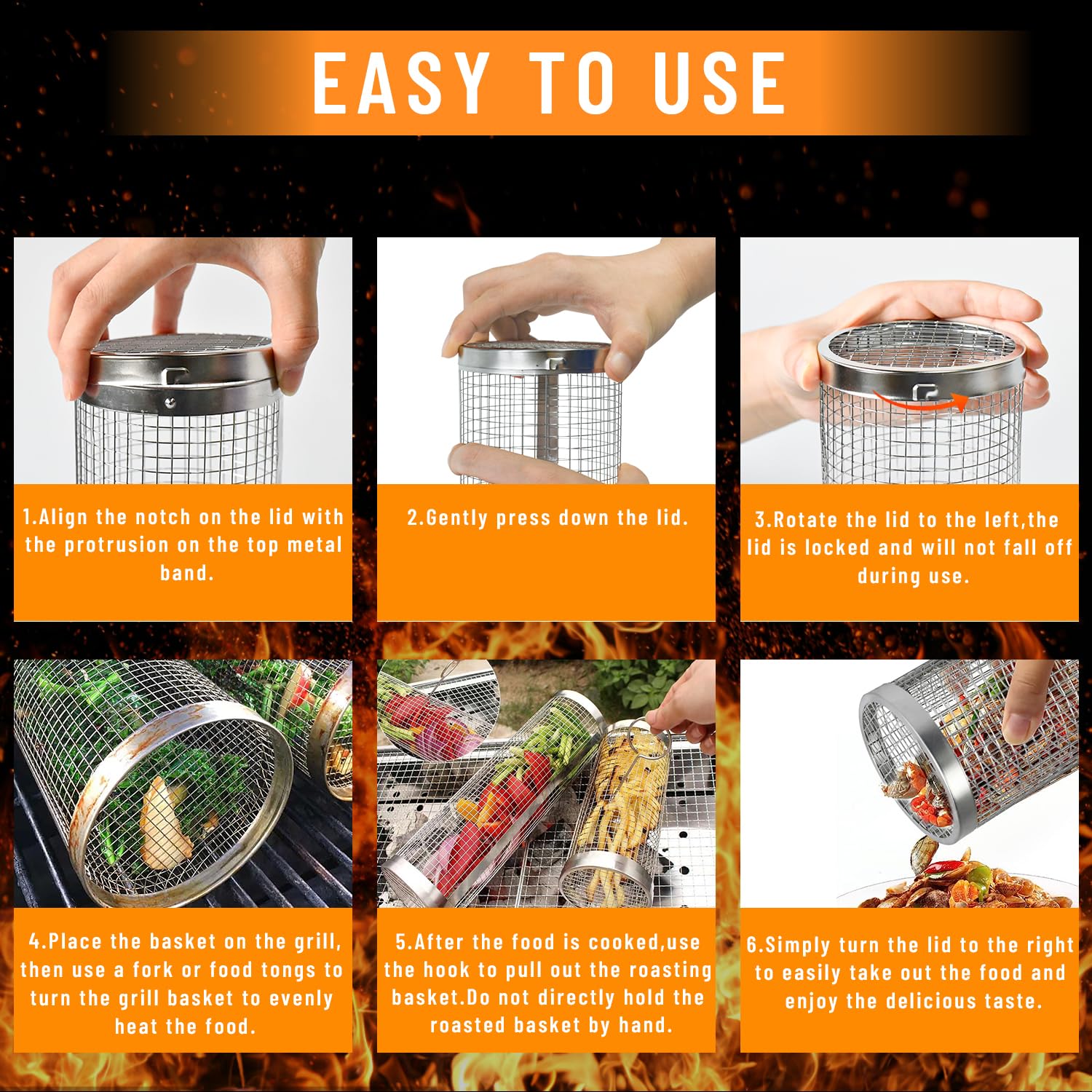 2 ชิ้น Rolling ย่างตะกร้าสําหร - Camping Cooking Mesh บทวิจารณ์และราคา
