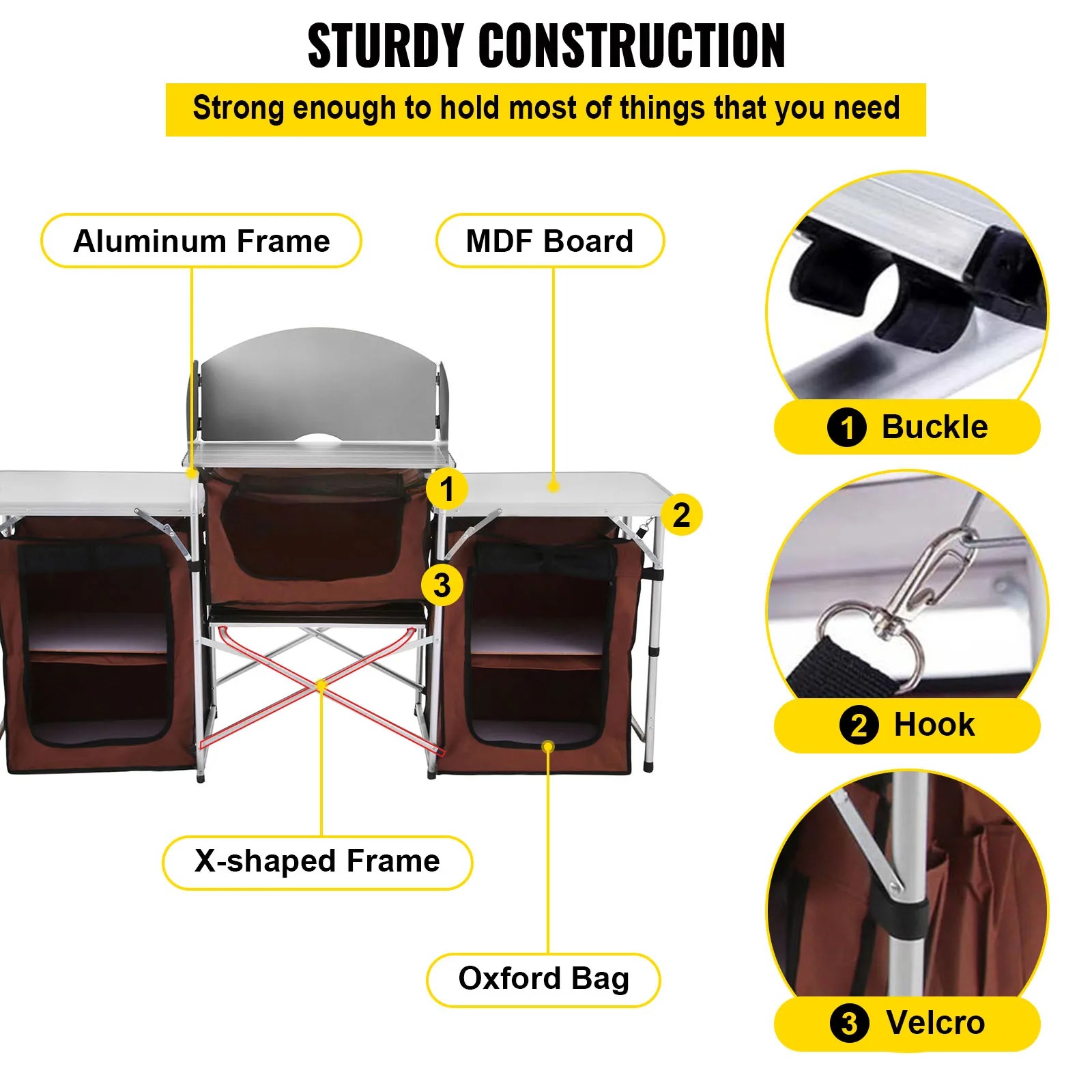 โต๊ะครัวพับได้สำหรับตั้งแคมป์  - Camping Cooking Table With Storage บทวิจารณ์และราคา