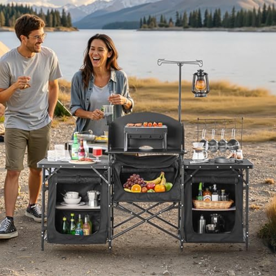 โต๊ะครัวแคมป์ปิ้ง, โต๊ะทำอาหาร - Camping Cooking Table With Storage บทวิจารณ์และราคา