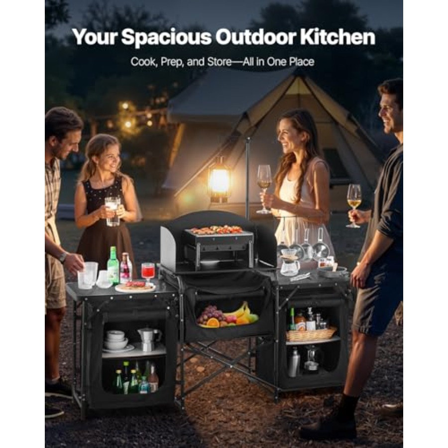 โต๊ะครัวแคมป์ปิ้ง, โต๊ะทำอาหาร - Camping Cooking Table With Storage บทวิจารณ์และราคา