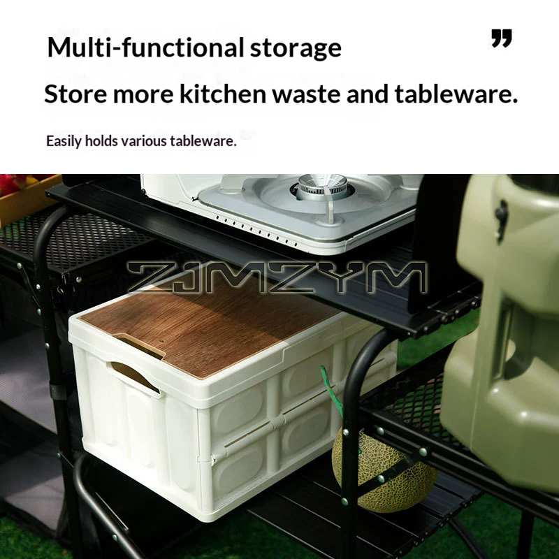 โต๊ะพับสำหรับตั้งแคมป์กลางแจ้ง - Camping Cooking Table With Storage บทวิจารณ์และราคา