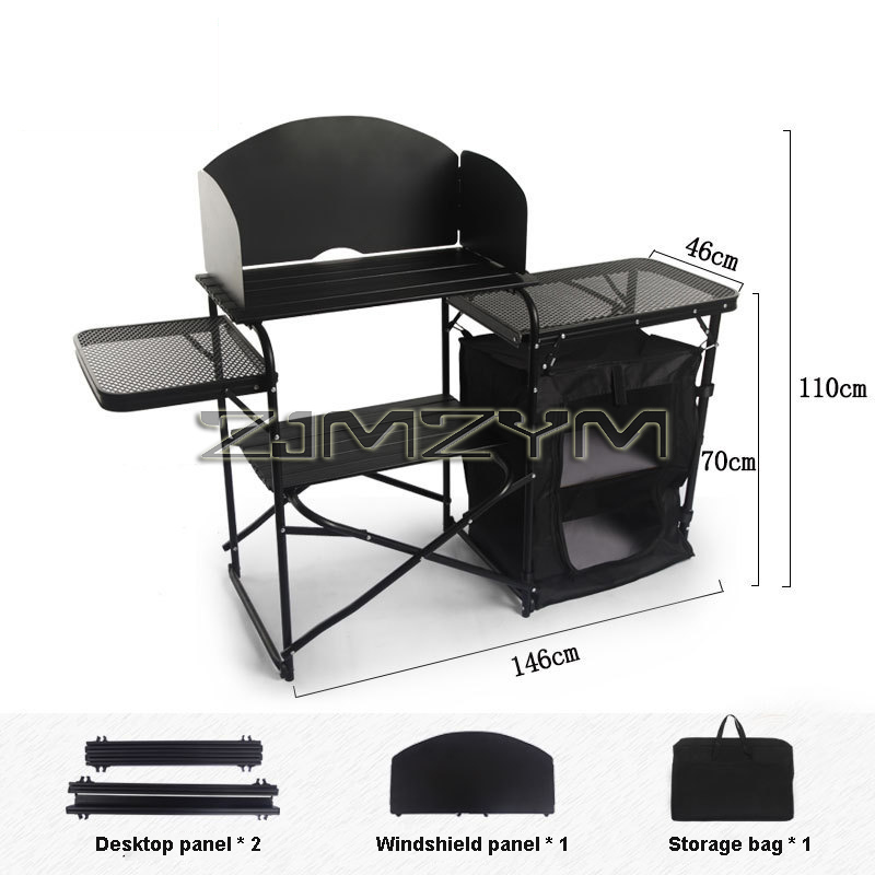 โต๊ะพับสำหรับตั้งแคมป์กลางแจ้ง - Camping Cooking Table With Storage บทวิจารณ์และราคา